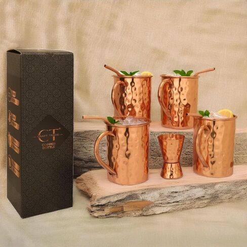 Copper Water Bottle 32 oz Hammered Vintage Design Handcrafted Set Of 2 Ayurvedic Copper Vessel For Drinking Water Bottle Travel Water Bottle for Gym, Office, Hiking, Outdoor Hammered Water Vessel in Saudi Arabia
