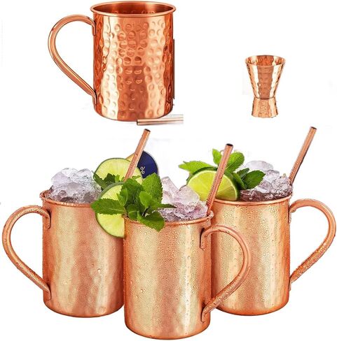 Copper Water Bottle 32 oz Hammered Vintage Design Handcrafted Set Of 2 Ayurvedic Copper Vessel For Drinking Water Bottle Travel Water Bottle for Gym, Office, Hiking, Outdoor Hammered Water Vessel in Saudi Arabia