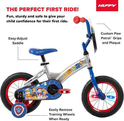 Huffy Paw Patrol Kids' Bikes, Sizes 12/16 Inch, Beginner Rider, Multiple Designs and Color Options Available, Removable Training Wheels Included, Fun Paw Patrol Graphics in Kuwait