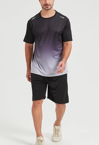 DaniChins Men's Loose Athletic Short-Sleeve Shirt and Active Mesh Shorts Set in Saudi Arabia