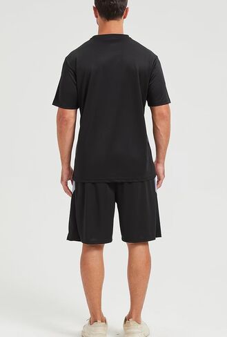 DaniChins Men's Loose Athletic Short-Sleeve Shirt and Active Mesh Shorts Set in Saudi Arabia