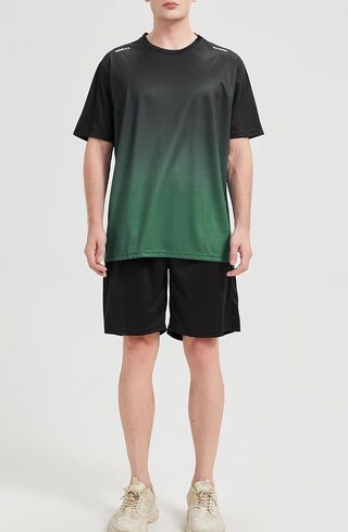 DaniChins Men's Loose Athletic Short-Sleeve Shirt and Active Mesh Shorts Set in Saudi Arabia