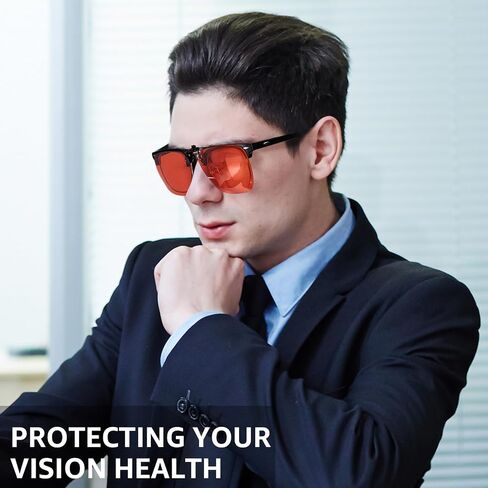 Clip On Blue Light Blocking Glasses for Eyes Strain/Light Sensitive/Better Sleep Flip-Up TS103 in Saudi Arabia