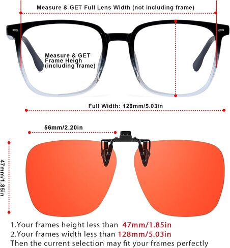 Clip On Blue Light Blocking Glasses for Eyes Strain/Light Sensitive/Better Sleep Flip-Up TS103 in Saudi Arabia