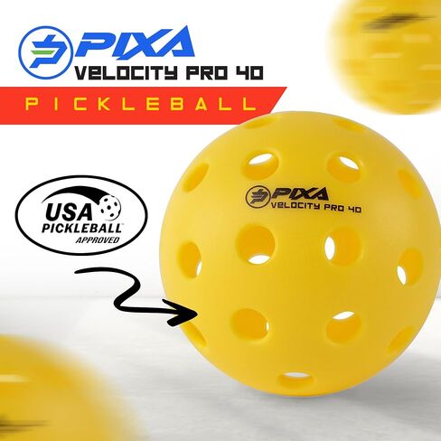 كرة مخلل PIXA Velocity Pro 40 مصبوبة بالحقن في الهواء الطلق - معتمدة من الولايات المتحدة الأمريكية، لعب البطولة، كرات مخلل متينة في الهواء الطلق، ارتداد متسق، طيران سلس، مثالية للعب التنافسي - عبوات من 3، 6، 12 in Kuwait