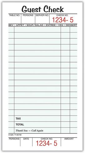 Adams Guest Check Pads, Single Part, Perforated Guest Receipt, 8.6 x 17.2 cm, 50 Sheets per Pad, 10 Pack (525SW) in Saudi Arabia