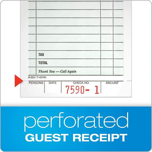 Adams Guest Check Pads, Single Part, Perforated Guest Receipt, 8.6 x 17.2 cm, 50 Sheets per Pad, 10 Pack (525SW) in Saudi Arabia