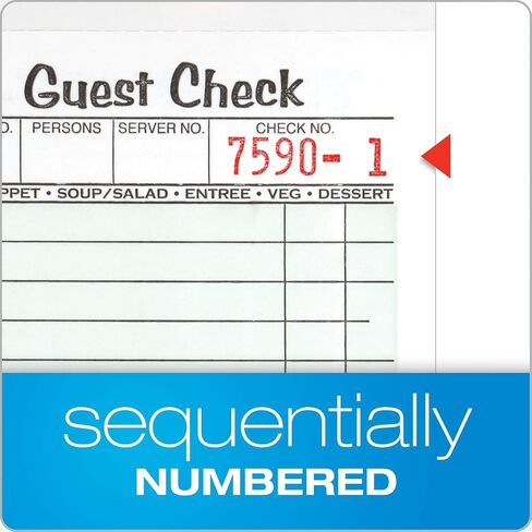 Adams Guest Check Pads, Single Part, Perforated Guest Receipt, 8.6 x 17.2 cm, 50 Sheets per Pad, 10 Pack (525SW) in Saudi Arabia