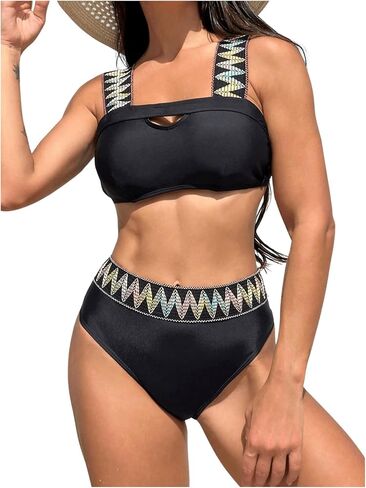 GORGLITTER Women's High Waisted Bikini Sets Cut Out Cami Tops Two Piece Bathing Suits in Saudi Arabia