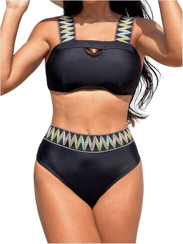 GORGLITTER Women's High Waisted Bikini Sets Cut Out Cami Tops Two Piece Bathing Suits in Saudi Arabia