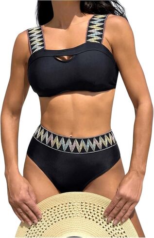 GORGLITTER Women's High Waisted Bikini Sets Cut Out Cami Tops Two Piece Bathing Suits in Saudi Arabia