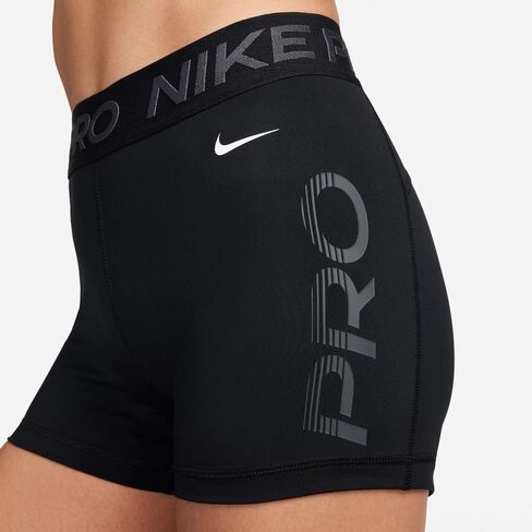 شورت جرافيك للنساء من Nike Pro متوسط ​​الارتفاع 3 بوصات (أسود/أنثراسايت/أبيض، FN3141-010) in Saudi Arabia