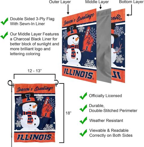 Illinois Fighting Illini Holiday Winter Snow Garden Banner Flag in Saudi Arabia