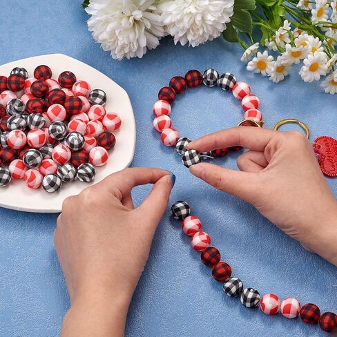 50pcs 15mm Silicone Round Beads Making Kit, Silicone Beads Bulk, Round Silicone Beads, for Jewelry Crafts Necklace Garland Bracelet (5 Styles) in Saudi Arabia