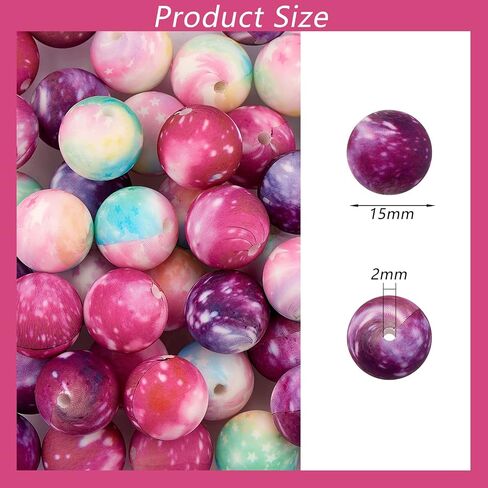 50pcs 15mm Silicone Round Beads Making Kit, Silicone Beads Bulk, Round Silicone Beads, for Jewelry Crafts Necklace Garland Bracelet (5 Styles) in Saudi Arabia