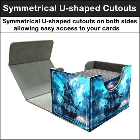 Card Deck Box for MTG Trading Cards with Magnetic Closure,Premium Card Storage Box Case Cover for TCG CCG Magic Cards,Blue Pirate Ship in Kuwait