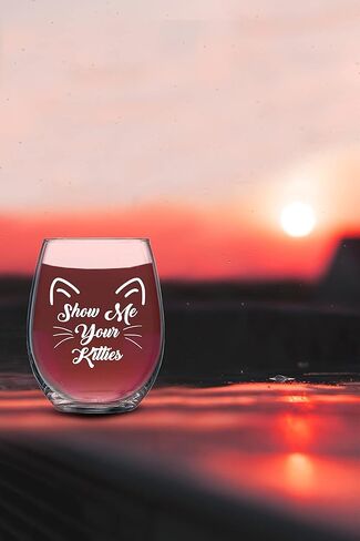 Funnwear Show Me your Kitties - أواني زجاجية لمحبي القطط بحجم 15 أونصة مثالية للأم، والسيدة المجنونة، وأم الفراء من الابنة، والزوج، والنانا، والأب، والنساء، والأصدقاء، والأخوات، والفتيات، شفافة in Kuwait