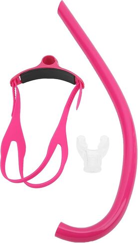 Swim Snorkel Front Mounted, Swimming Mounted with Silicone Mouthpiece Training Breath Gear for Lap Adult Swimmers Snorkeling Air Breathing Tube Wet Underwater Diving Head Pads Acce in Saudi Arabia
