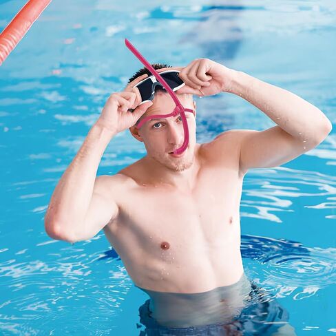 Swim Snorkel Front Mounted, Swimming Mounted with Silicone Mouthpiece Training Breath Gear for Lap Adult Swimmers Snorkeling Air Breathing Tube Wet Underwater Diving Head Pads Acce in Saudi Arabia