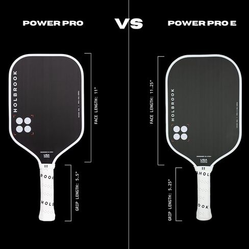 مجاديف Holbrook Pickleball - Power Pro (سلسلة Pro) Elite USAPA مجداف كرة Pickleball مع سطح من ألياف الكربون، قلب من مادة البولي بروبيلين الإسفنجي من Edgecraft، لمسة يمكن التحكم فيها، الطاقة والدوران in Kuwait