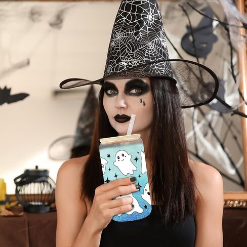 18 OZ Halloween Ghost Coffee Mug,Funny Halloween Gifts for Women,Halloween Tumbler with Lid and Straw,Halloween Decorations,Spooky Cups for Iced Coffee,Halloween Gifts for Women Her Sister Mom Dad in Saudi Arabia