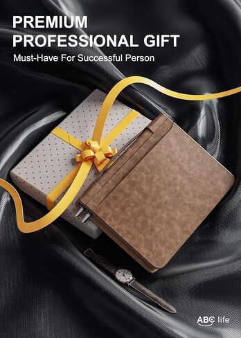 ABC life Zippered Portfolio Binder Organizer, Professional PU Leather Padfolio with Detachable 3 Ring Binder, Resume Notepad Folder for IPad, Tablet, Phone, Business Cards, Gifts for Men/Women- Black in Saudi Arabia