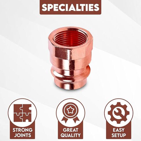 محول أنثى مكبس نحاسي - 1/2 بوصة FIP x Press LF ProPress Female NPT x حزمة اتصال اضغط مكونة من 10 - تركيبات نحاسية متينة لأنظمة الضغط العالي من DMNI in Saudi Arabia