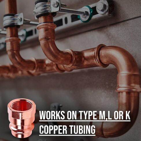 محول أنثى مكبس نحاسي - 1/2 بوصة FIP x Press LF ProPress Female NPT x حزمة اتصال اضغط مكونة من 10 - تركيبات نحاسية متينة لأنظمة الضغط العالي من DMNI in Saudi Arabia