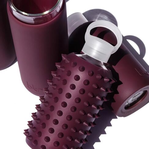 bkr - Little Spiked Valentina - Reusable Glass Water Bottle - Leakproof, Workout Friendly, Carrying Loop - Dishwasher Safe - Removable Silicone Sleeve - BPA Free, Lead-Safe - 16oz/500mL in Saudi Arabia