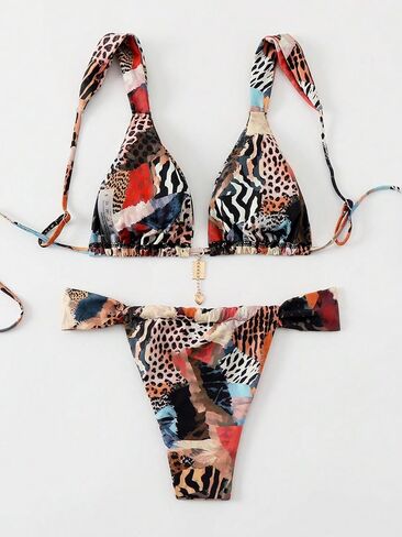 SHENHE Women's Two Piece Swimsuits Triangle V Neck Ruched Brazilian Bikini Set Boho Swimwear in Saudi Arabia