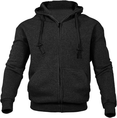 سترة رجالي بغطاء للرأس من الصوف بسحاب كامل ووزن متوسط ​​وأكمام طويلة برباط للتمرين في صالة الألعاب الرياضية مع جيوب in Kuwait