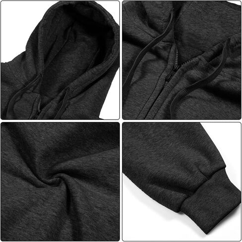 سترة رجالي بغطاء للرأس من الصوف بسحاب كامل ووزن متوسط ​​وأكمام طويلة برباط للتمرين في صالة الألعاب الرياضية مع جيوب in Kuwait