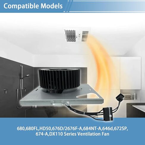 مجموعة محرك منفاخ S97015157 متوافقة مع مروحة تهوية سلسلة NuTone/Broan 680,680FL,HD50,676D/2676F-A,684NT-A,646d,672SP,674-A,DX110 in Kuwait
