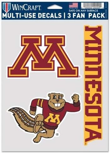 WinCraft NCAA Minnesota Golden Gophers Decal Multi Use Fan 3 Pack, Team Colors, One Size in Saudi Arabia