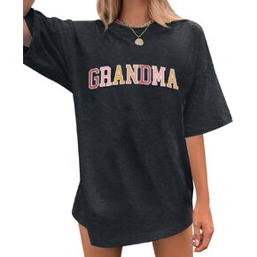 Grandma Shirt Women Oversize Nana Life Tshirt Colorful Grandma Letter Print Crewneck Mimi Birthday Gift