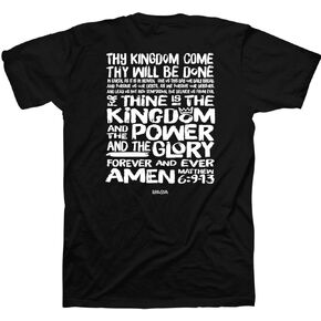 Lord's Prayer Our Father Which Art in Heaven Hallowed Be Thy Name Thy Kingdom Come Black Cotton Crew Neck T-Shirt