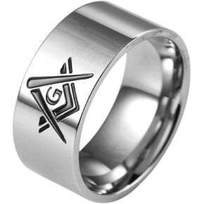 Jude Jewelers 10mm Stainless Steel Classic Plain Freemason Mason Masonic Cocktail Party Biker Ring Band