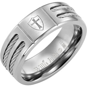 Willis Judd Men's Titanium Ring (Christian Cross Knights Templar Shield)