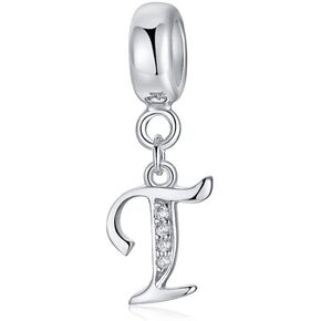 Nbsameng S925 Sterling Silver Charms Compatible for Pandora Bracelets and Necklaces, DIY Holiday Gifts for Women Girls, Letter