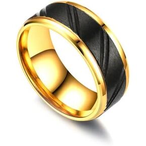 Fashion Black Gold Stainless Steel Band Ring