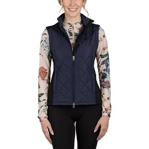 Kastel Denmark Women's Lightweight Sleeveless Quilted Puffer Vest | Full Zip Solid Color with Zipper Pockets and Stand Collar