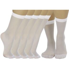 ToBeInStyle Women’s Pack of 6 Trendy Sheer Nylon Crew Sock Stockings