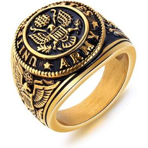 PikaLF US Military Army Ring for Men, Eagle Medal Rings, Vintage Hawk Eagle Ring, USA Flying American Bald Eagle Ring, Vintage Jewelry Gift for Veterans Men Boys