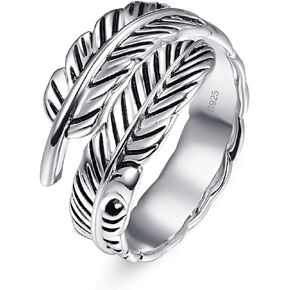 خاتم فضة استرليني عيار 925 قابل للتعديل من ياريسول، خاتم عتيق بتصميم ورقة شجر للنساء والرجال in Kuwait