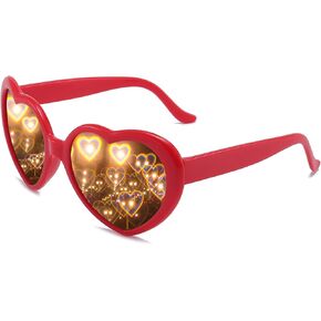 Dollger Heart Sunglasses Heart Effect Diffraction Glasses Festival Accessories Party Rave Lights Glasses Love Gift