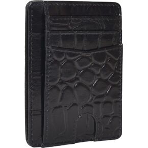 Mens Leather Wallet Rfid Blocking Slim Minimalist Front Pocket With 7 Slots | Real Full Grain Genuine Leather | Multiple Card Holder | Compact Premium Best Handmade Gift | Black
