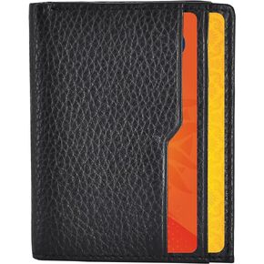 Leather Bi fold Wallet for Men (Black), RFID Protected Ultra Slim Wallet Holds 6 Cards, Quick Acces Card Holder with Money Compartment, Fits Front Pocket