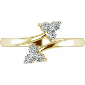 0.12 Ct Round Cut Simulated Diamond Bypass Women's Toe Ring 14k Yellow Gold Plated 925 Silver