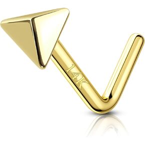 14K Gold Nose Rings Stud 20G Triangle Screw Nose Rings 7MM 14K Gold Nose Piercing Jewelry Hypoallergenic