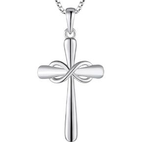 YL Cross Necklace 925 Sterling Silver Ankh Crucifix Pendant Infinity Criss Jewelry for Women